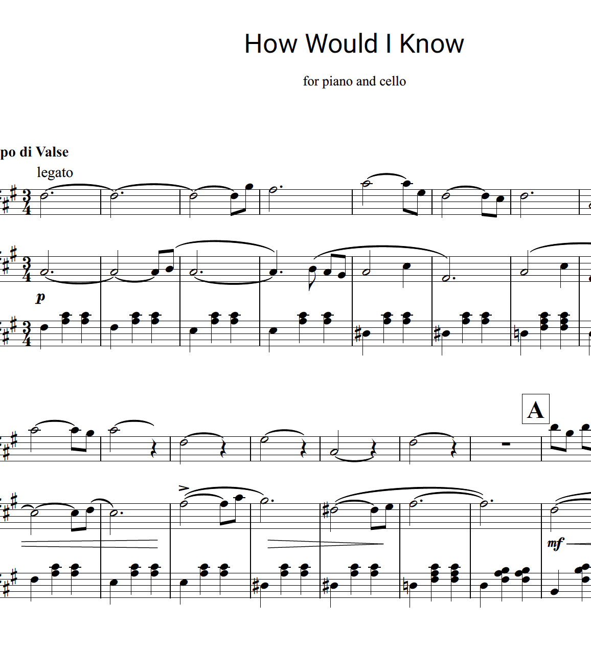 How Would I Know - Piano and Cello - Jordi Forniés