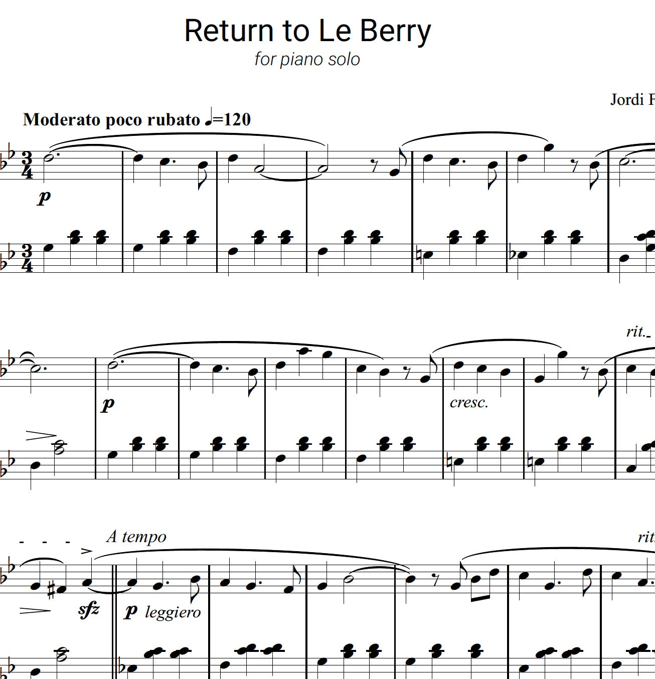 Return to Le Berry - Piano Solo - Jordi Forniés
