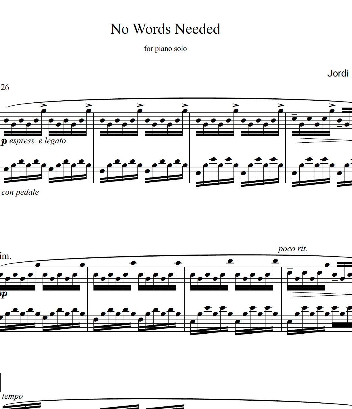 No Words Needed - Piano Solo - Jordi Forniés