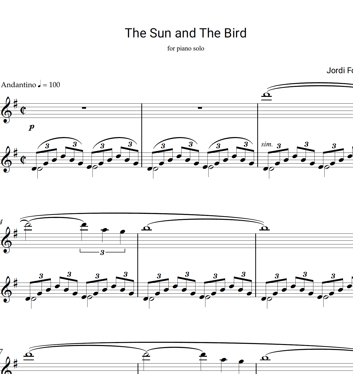 The Sun And The Bird - Solo Piano - Jordi Forniés