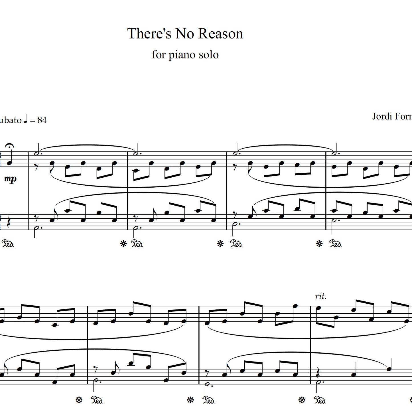 There's No Reason - Piano Solo - Jordi Forniés